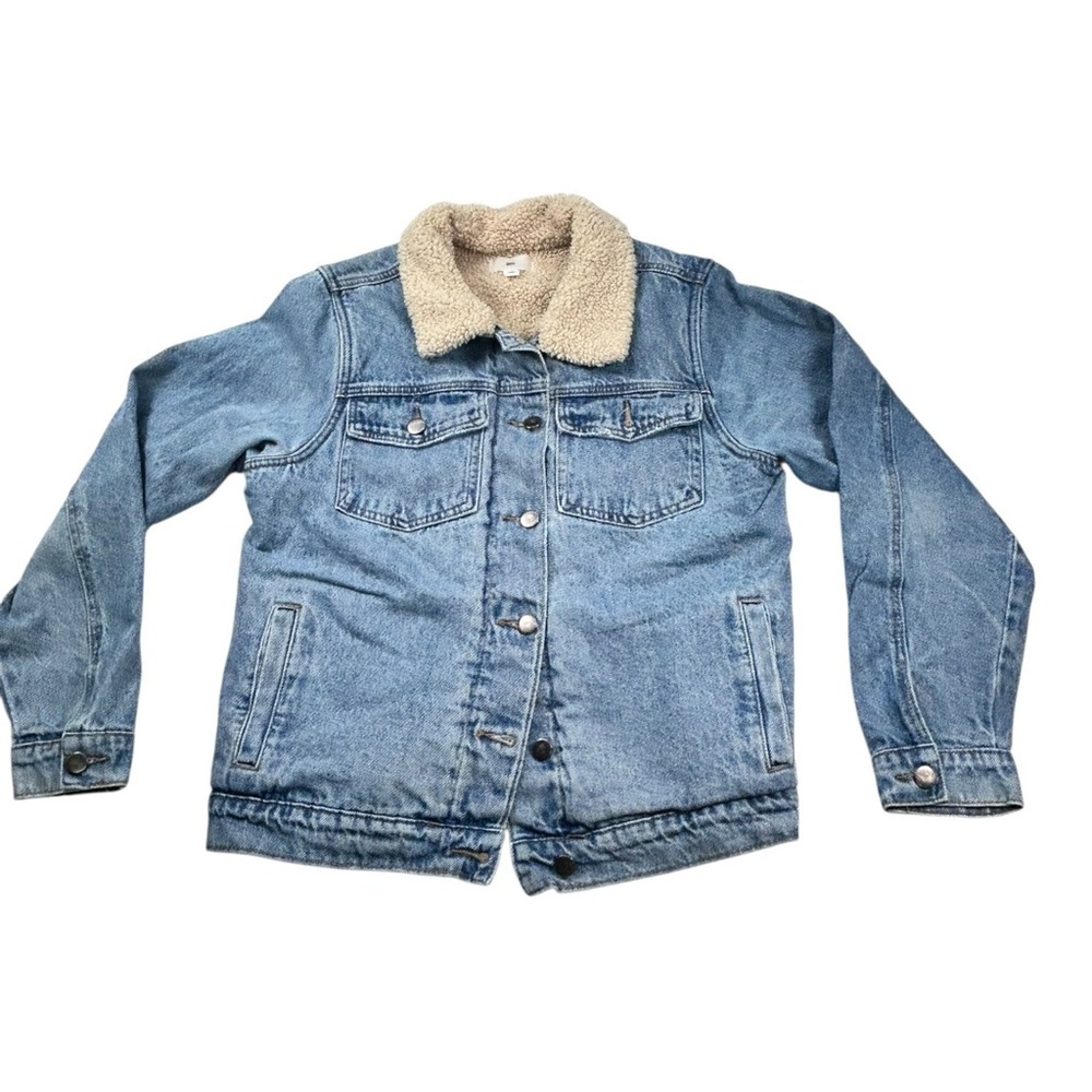 BP. Denim Oversized Trucker Jacket with Faux Shearling Collar Size XS (Women’s) - Picture 2 of 11